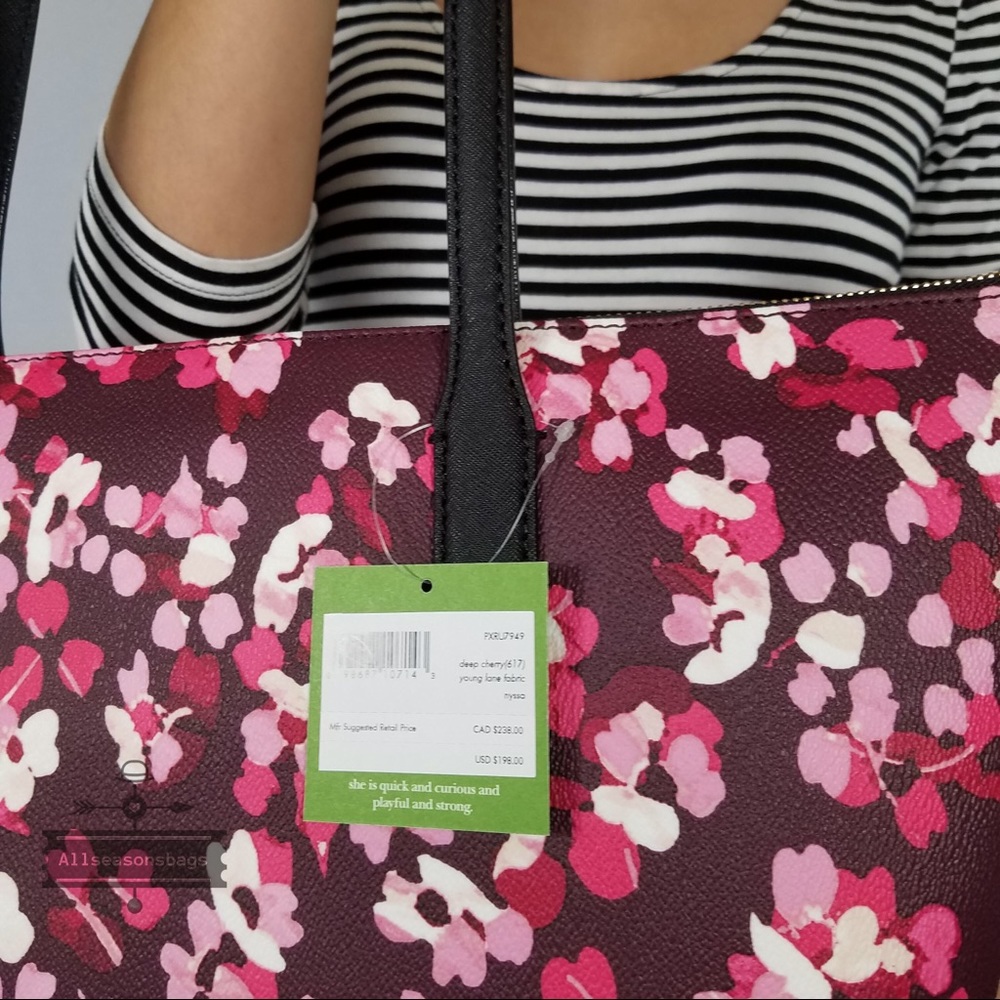 Kate Spade Nyssa Lane Cherry Floral Tote NWT Bag - Picture 6 of 8